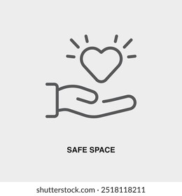 Safe Space thin line icon or logo. Symbol or sign on business management theme. Vector line illustration.