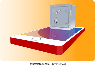 safe stading on smartphone 3d illustration