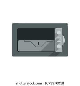 Safe steel closed box, safety business box cash secure protection concept vector Illustration