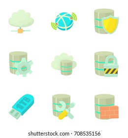 Safe storage icons set. Cartoon set of 9 safe storage vector icons for web isolated on white background