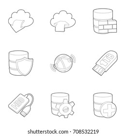 Safe storage icons set. Outline set of 9 safe storage vector icons for web isolated on white background