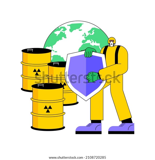 Safe storage of waste abstract concept vector\
illustration. Chemical waste management, hazardous material\
storage, safe container, sorting and recycling, dangerous substance\
abstract metaphor.