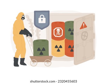 Safe storage of waste isolated concept vector illustration. Chemical waste management, hazardous material storage, safe container, sorting and recycling, dangerous substance vector concept.