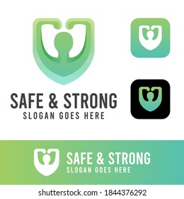 seguro fuerte y protector con el diseño del logotipo de protección saludable