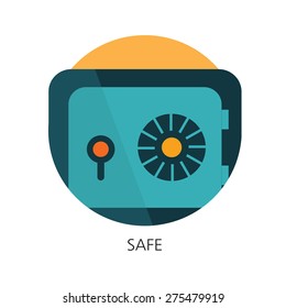 Safe strongbox flat icon concept 