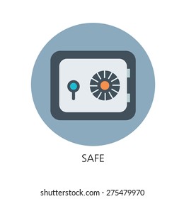Safe strongbox flat icon concept 