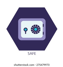 Safe strongbox flat icon concept 