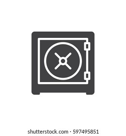 Safe, strongbox icon vector, filled flat sign, solid pictogram isolated on white. Symbol, logo illustration. Pixel perfect