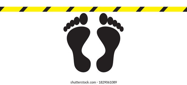 Safe tape, footprint, vector icon. Scale to any size without loss of resolution.Yellow and black colors.