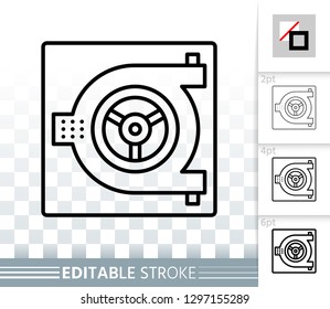 Safe thin line icon. Outline web sign of bank cell. Keep Money linear pictogram with different stroke width. Simple vector symbol, transparent background. Steel box editable stroke icon without fill