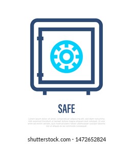 Safe thin line icon. Symbol of bank security. Vector illustration.