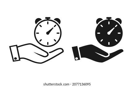 Safe time. Hand with clock icon. Illustration vector 