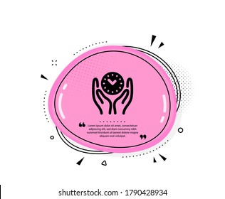 Safe time icon. Quote speech bubble. Clock sign. Office management symbol. Quotation marks. Classic safe time icon. Vector
