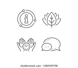Safe time line icon. Chat bubble, info sign elements. Clock sign. Office management symbol. Linear safe time outline icon. Information bubble. Vector