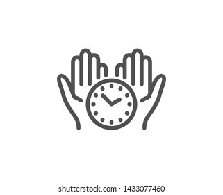 Safe time line icon. Clock sign. Hold watch symbol. Quality design element. Linear style safe time icon. Editable stroke. Vector