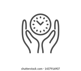 Safe time line icon. Clock sign. Office management symbol. Quality design element. Linear style safe time icon. Editable stroke. Vector