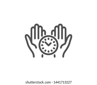Safe time line icon. Clock sign. Office management symbol. Quality design element. Linear style safe time icon. Editable stroke. Vector