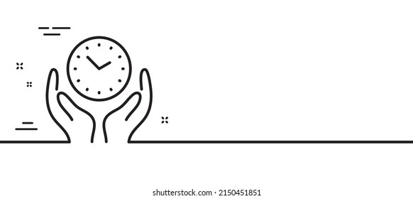 Safe time line icon. Clock sign. Hold watch symbol. Minimal line illustration background. Safe time line icon pattern banner. White web template concept. Vector