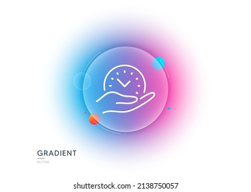 Safe time line icon. Gradient blur button with glassmorphism. Clock sign. Office management symbol. Transparent glass design. Safe time line icon. Vector