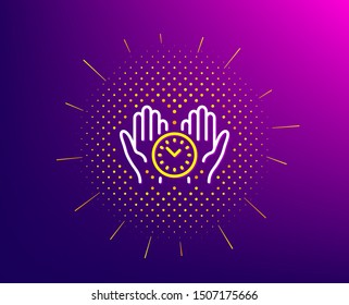 Safe time line icon. Halftone pattern. Clock sign. Office management symbol. Gradient background. Safe time line icon. Yellow halftone pattern. Vector