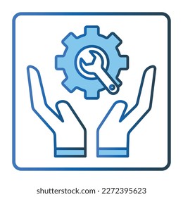 Safe tool icon. hand with gear. icon related to tool. Two tone icon style, lineal color. Simple vector design editable