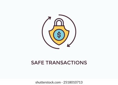 Sichere Transaktionen, Vektorsymbol oder Logo-Illustration
