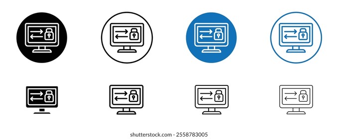 Safe transfer icon set in black and blue colors