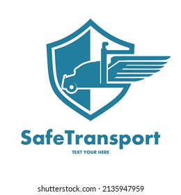 Plantilla de logotipo del vector de transporte seguro o de entrega. Este diseño usa un símbolo de camión o carga. Adecuado para protección y transporte.