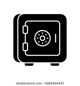 Icono de Vector de glifo negro de bóveda segura