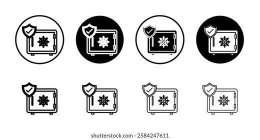 Safe vault box icon linear logo isolated