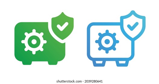 Safe vault box icon. Safety box with shield icon