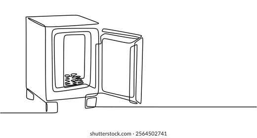 Safe Vault continuous line drawing. Finance, business, and banking concept. Minimalist one line art illustration.