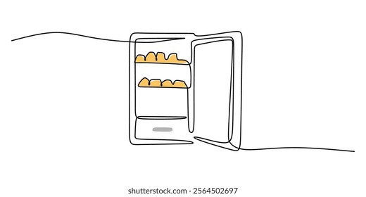 A safe vault drawn in one continuous line, symbolizing finance, business, and banking security. Minimalist vector illustration hand drawn.