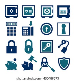 safe, vault icon set