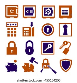 safe, vault icon set