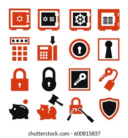 safe, vault icon set