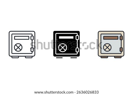 safe vault icons isolated on White Background. Flat style design