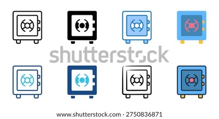 Safe Vault icons set multiple style collection. Editable stroke 
