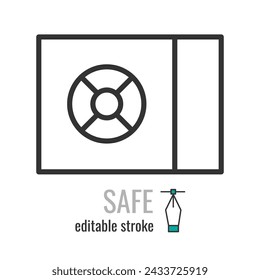 safe vault line icon.Bank Box symbol.Protection money pictogram. savings money concept sign.Vector graphics illustration EPS 10. Editable stroke