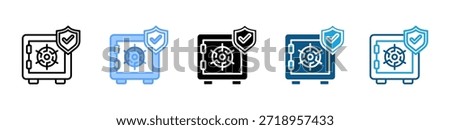 Safe Vault Lock icon set multiple style collection