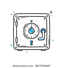 safe vault vector illustration with combination dial lock and handle representing bank money deposit financial security wealth protection investment storage icon symbol graphic element