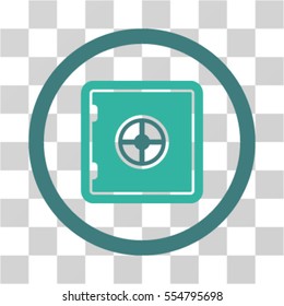 Safe vector bicolor rounded icon. Image style is a flat icon symbol inside a circle, cobalt and cyan colors, transparent background.