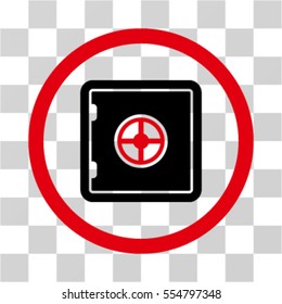 Safe vector bicolor rounded icon. Image style is a flat icon symbol inside a circle, red and black colors, transparent background.