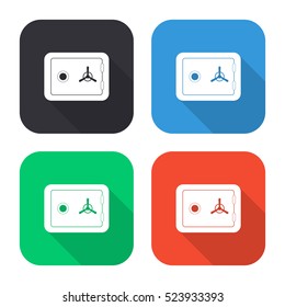 Safe vector icon - colored illustration (gray blue green red)  with long shadow