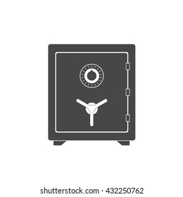 Safe vector icon in a flat style. Safe metal box money secure and safe money concept symbol. Security finance steel safe treasure storage. Closed safe isolated on a white background