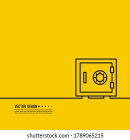 Icono de vector seguro. Ilustración Strongbox sobre fondo amarillo.