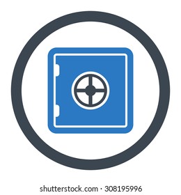 Safe vector icon. This flat rounded symbol uses smooth blue colors and isolated on a white background.