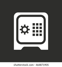 Safe vector icon. White illustration isolated on black background for graphic and web design.