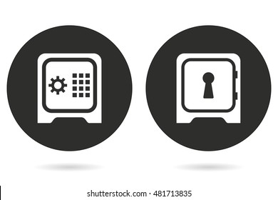 Safe vector icon. White illustration isolated on black background for graphic and web design.