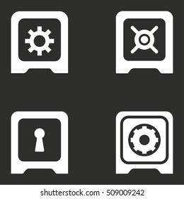 Safe vector icon. White illustration isolated on black background for graphic and web design.